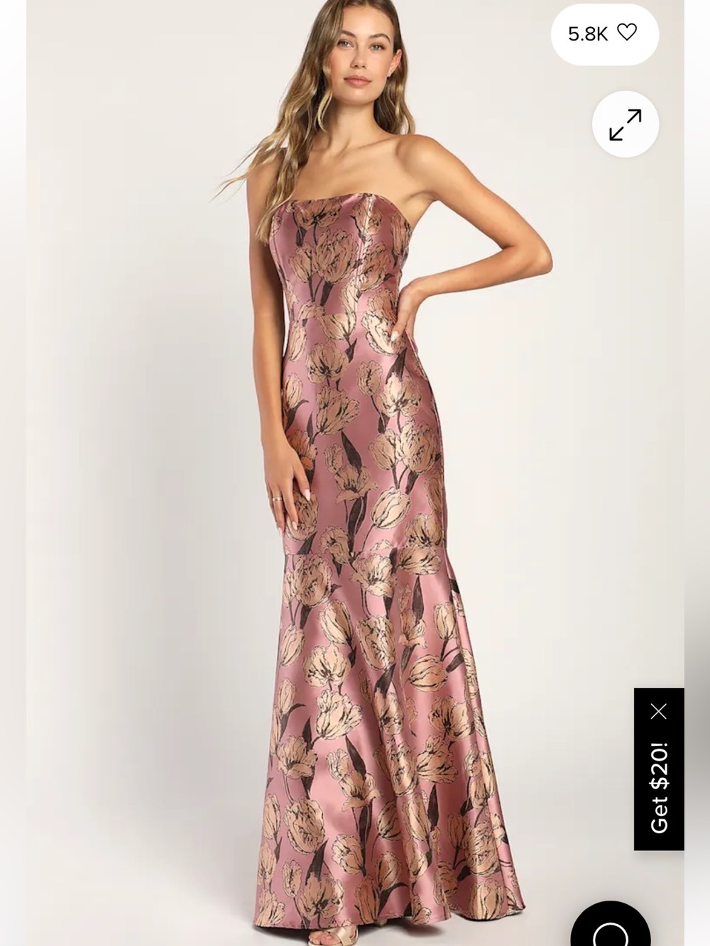 Lulus ‘Gowning Around’ Floral Jacquard Strapless Dress